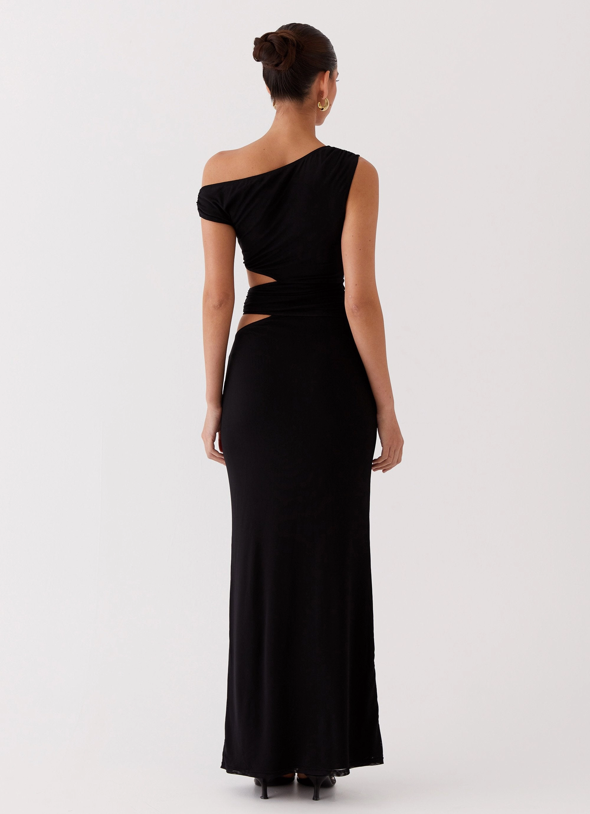 Fitted Design Margot One Shoulder Maxi Dress - Black