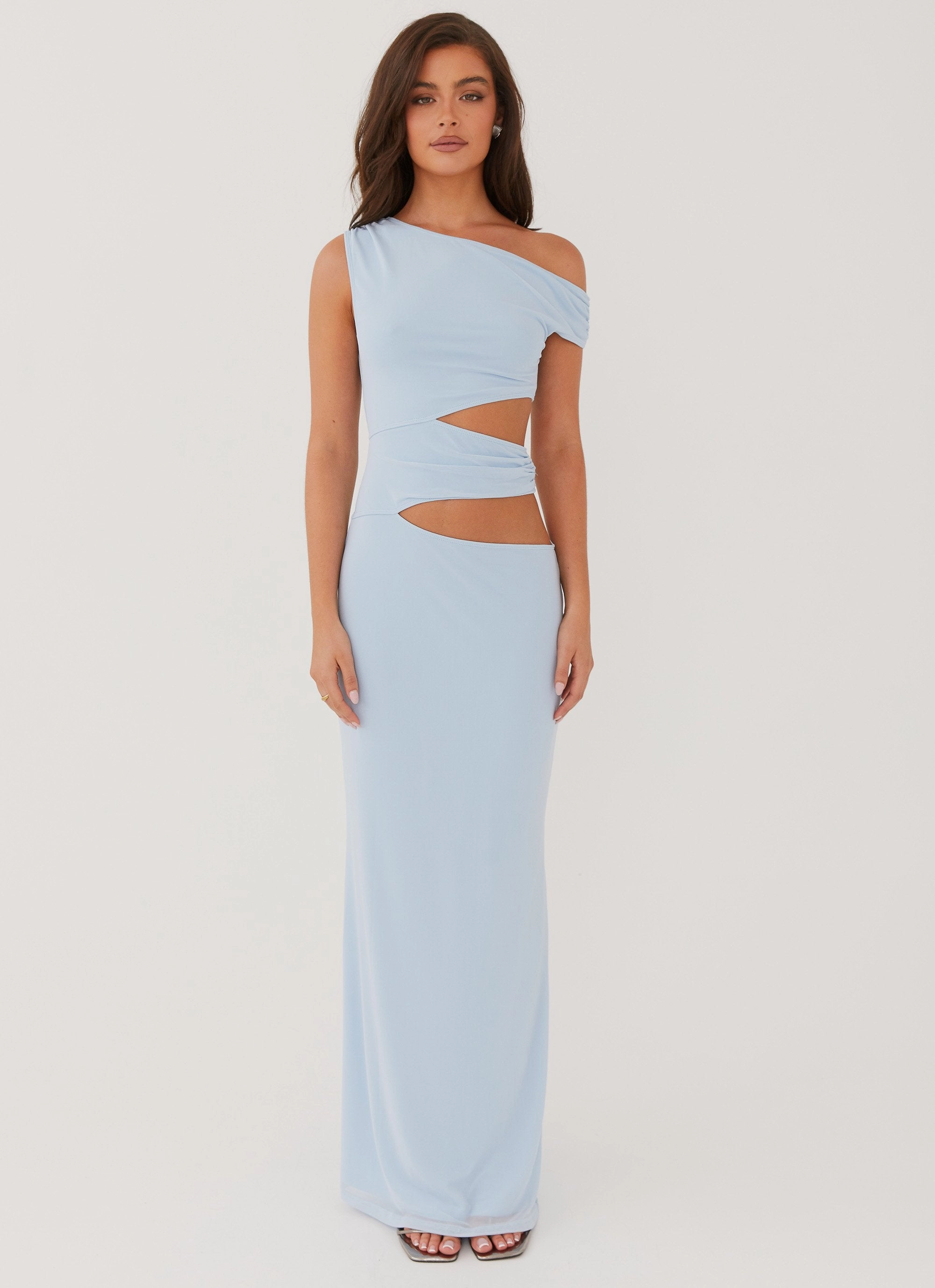 Artistic Edge Margot One Shoulder Maxi Dress - Sky Blue