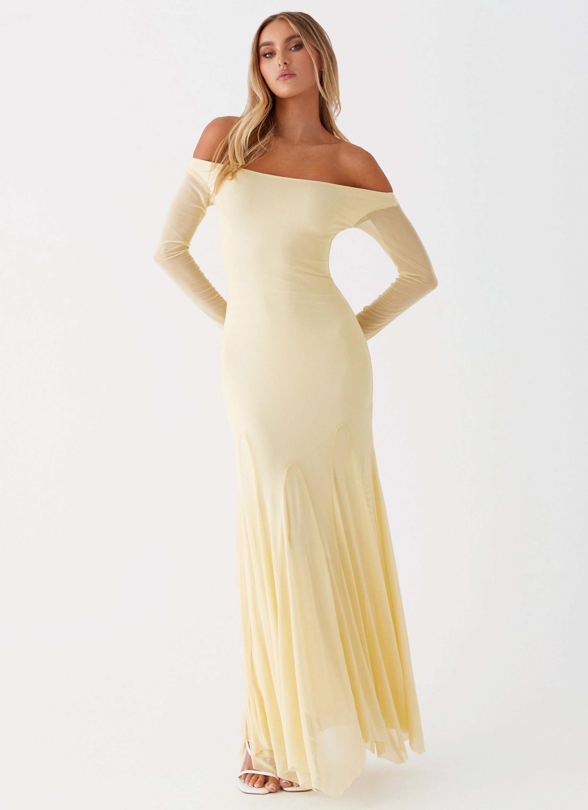 Maribel Maxi Dress - Yellow Airy Drape Side Tie