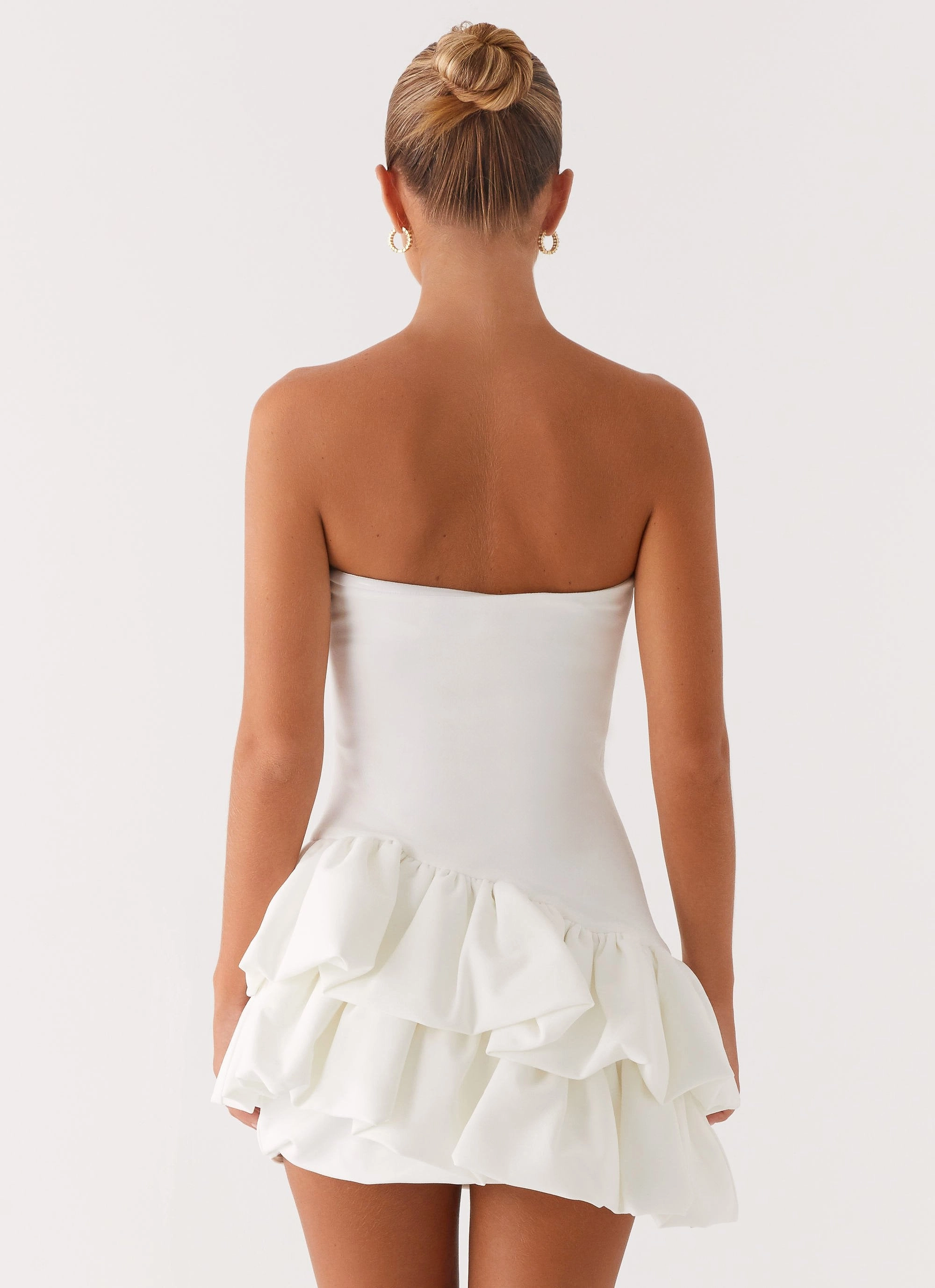 Marie Mini Dress - White Work-to-Play Wear Waist Seam