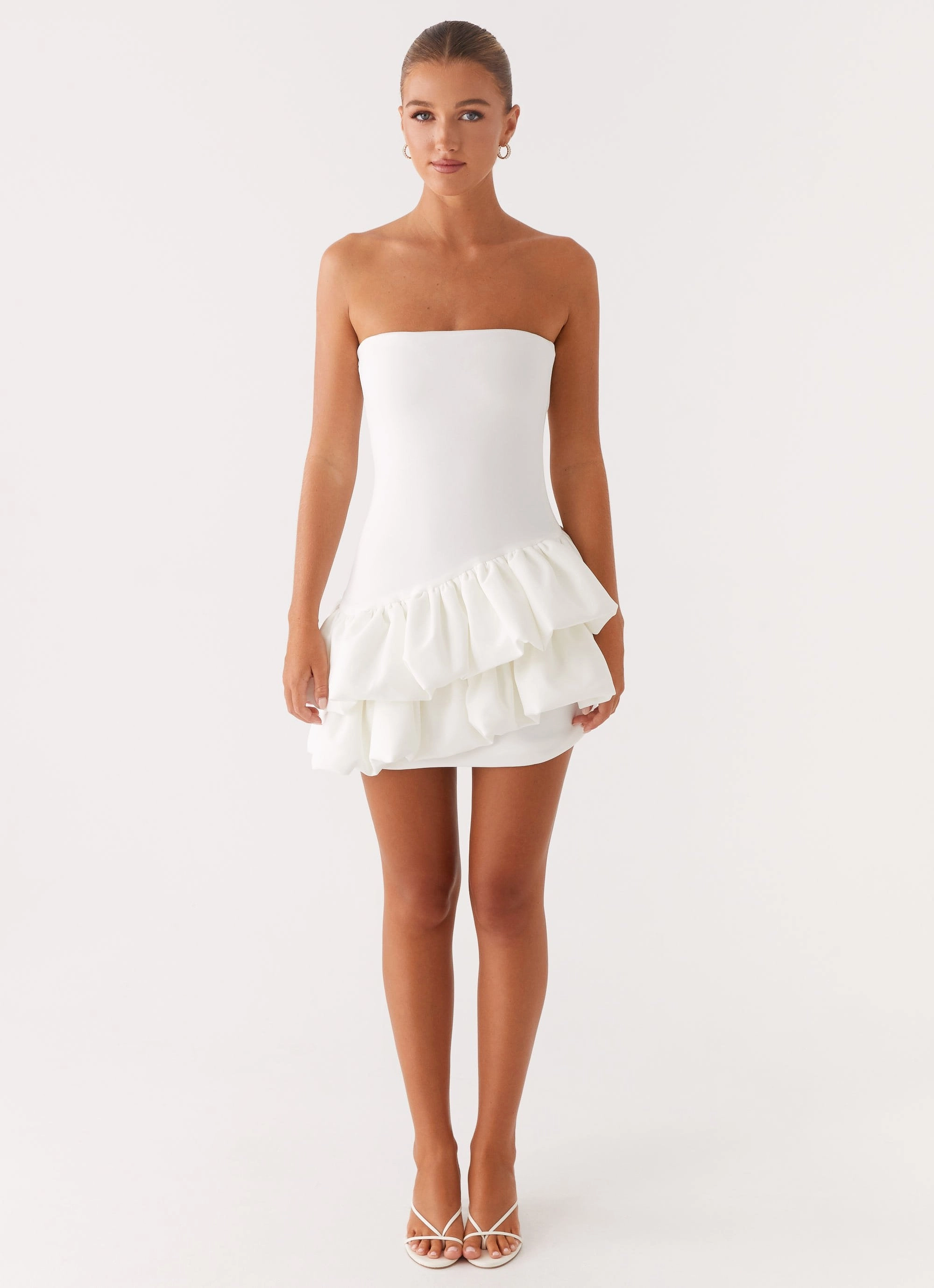Marie Mini Dress - White Feminine Mood Urban Drape
