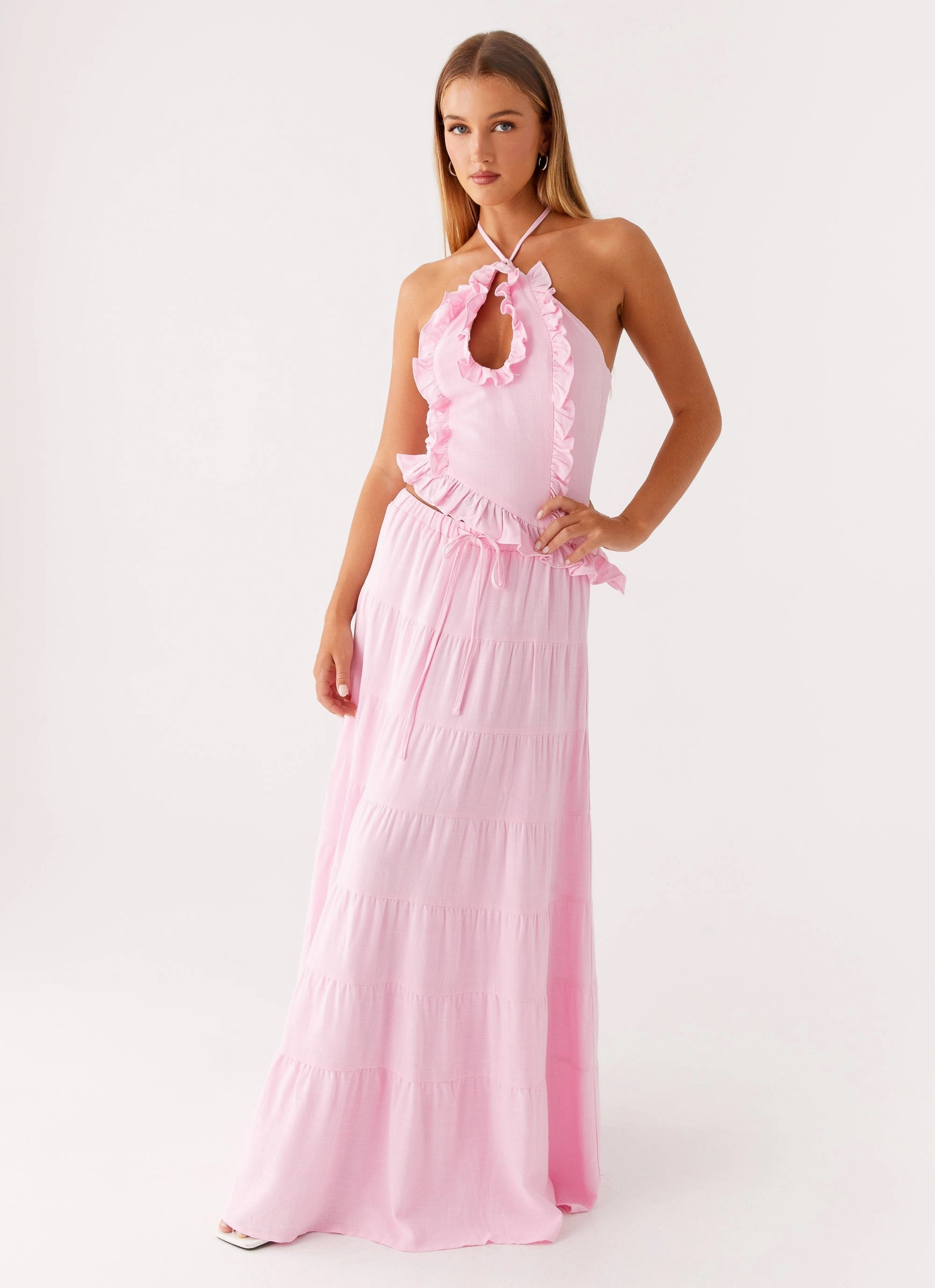 Mariella Linen Maxi Skirt - Pink Wide-leg cut Fashionable Fit