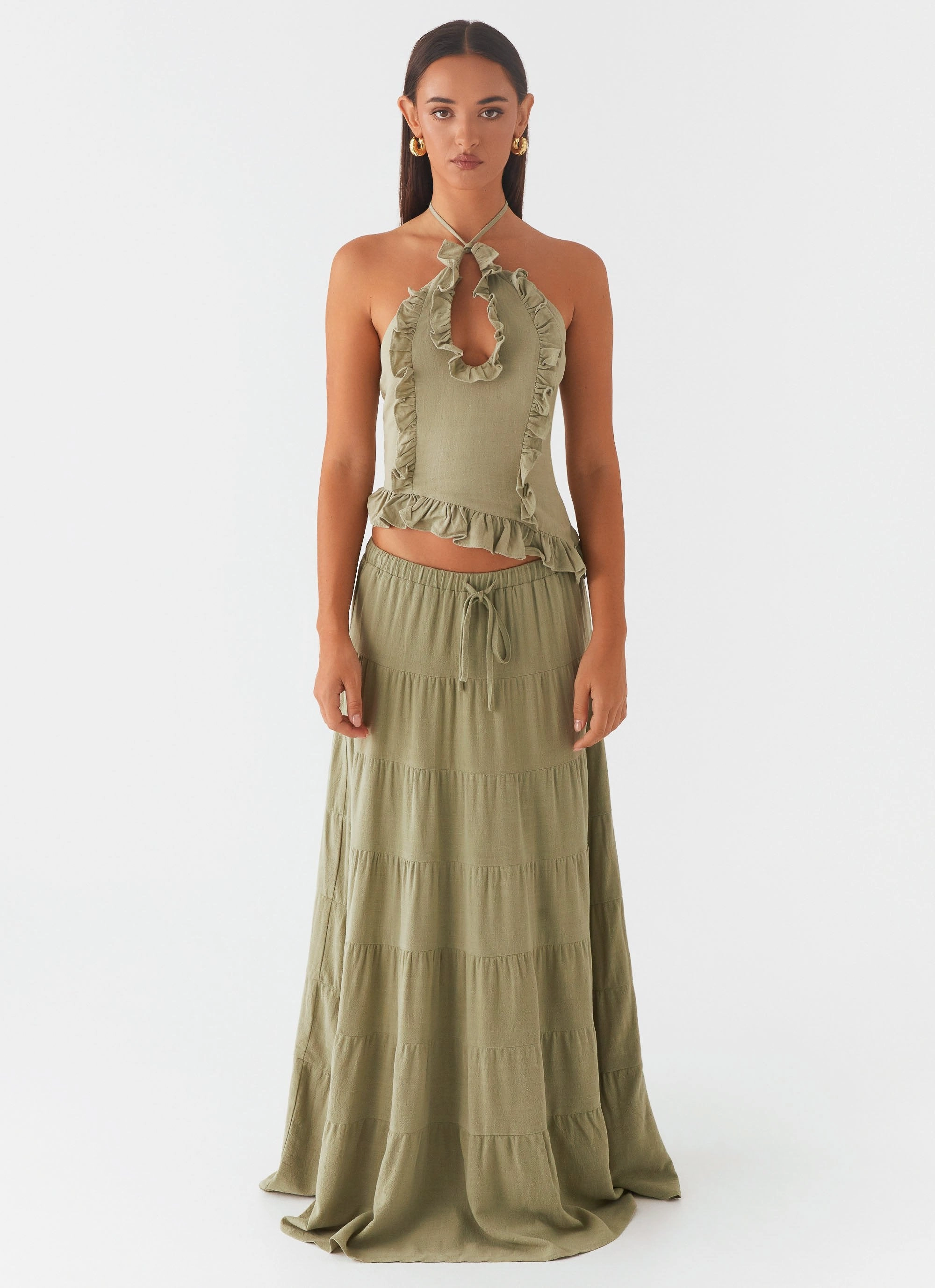 Mariella Linen Maxi Skirt - Sage All Season Versatility