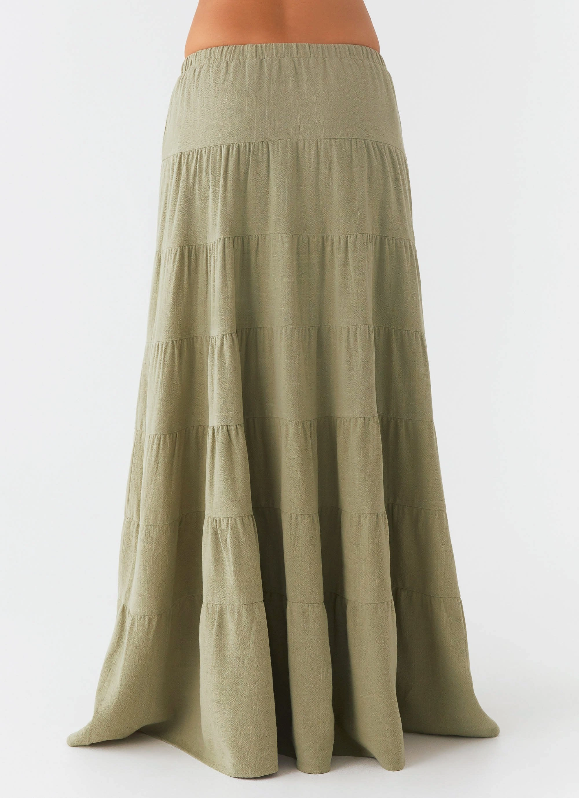 Perfect Silhouette Flexible Leg Mariella Linen Maxi Skirt - Sage