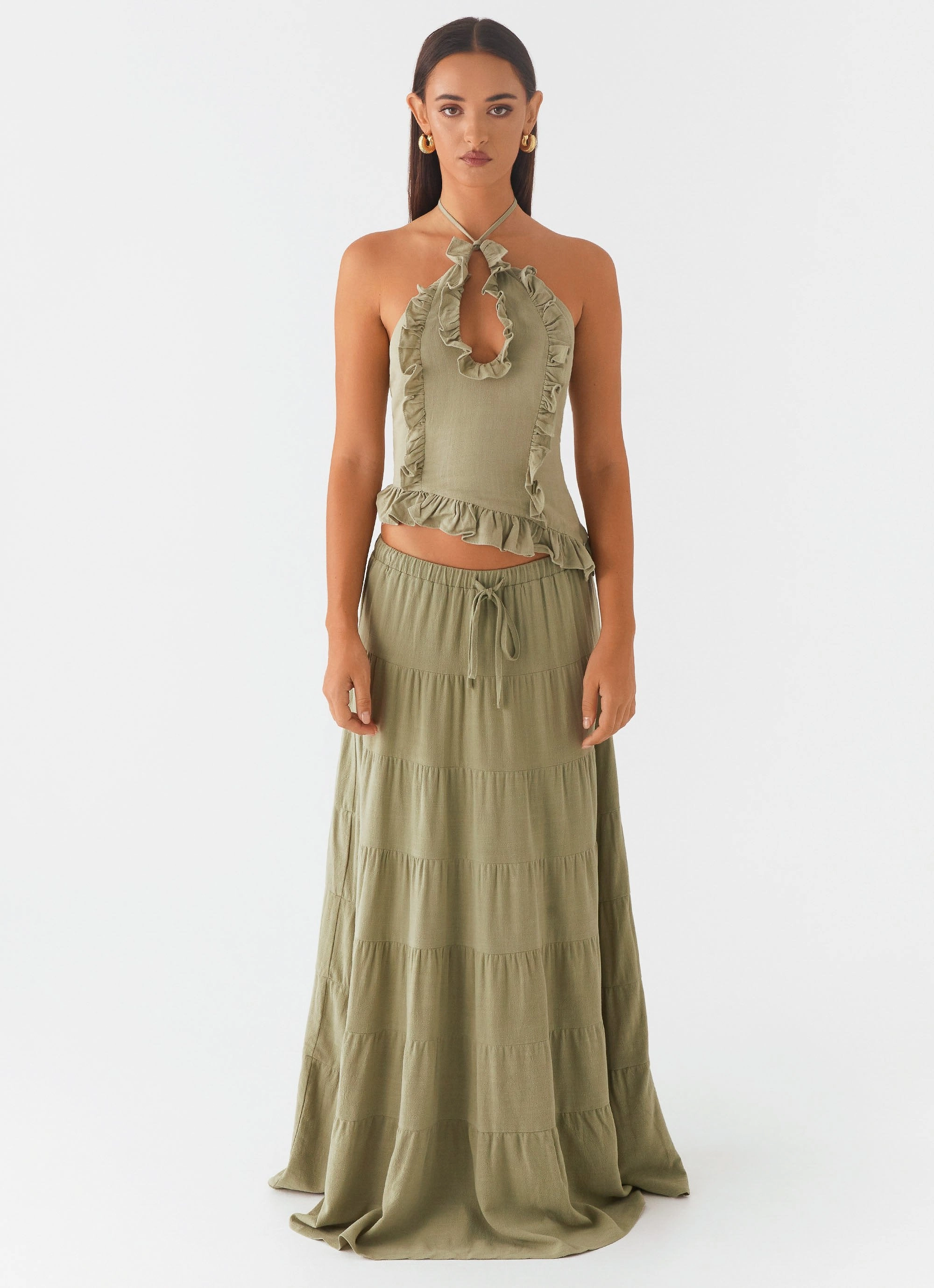 Mariella Linen Top - Sage Built In Filter Layer