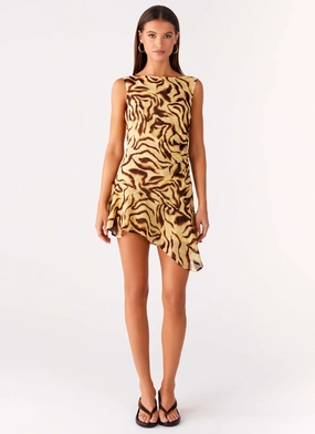 Maris Asymmetrical Mini Dress - Laguna Print Clean Structure Flexible Layers
