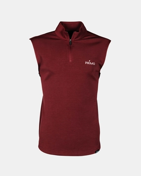 Maroon Quarter Zip Vest Contoured Side Panels Slim Fit Design