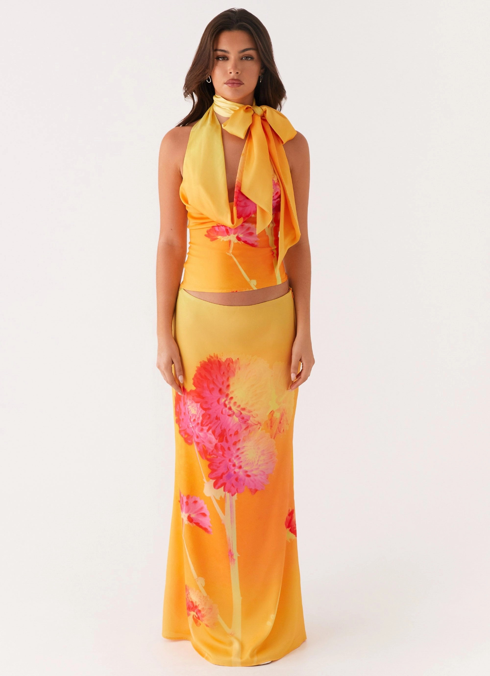 Marrakesh Maxi Skirt - Orange Floral Quick Wear Cozy Movement