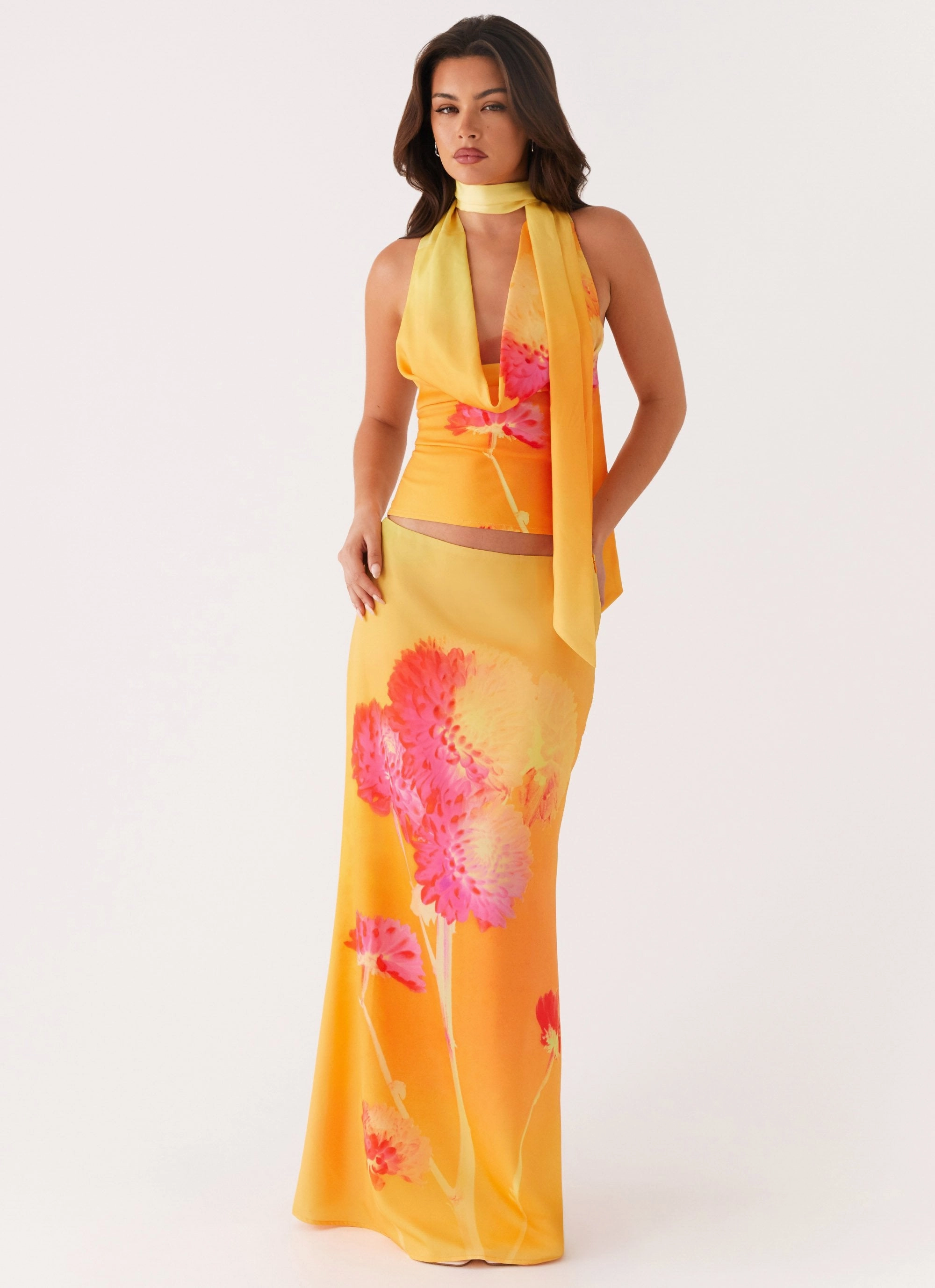 Layered Protection Breathable layers Marrakesh Maxi Skirt - Orange Floral