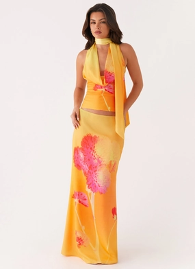 Layered Protection Breathable layers Marrakesh Maxi Skirt - Orange Floral