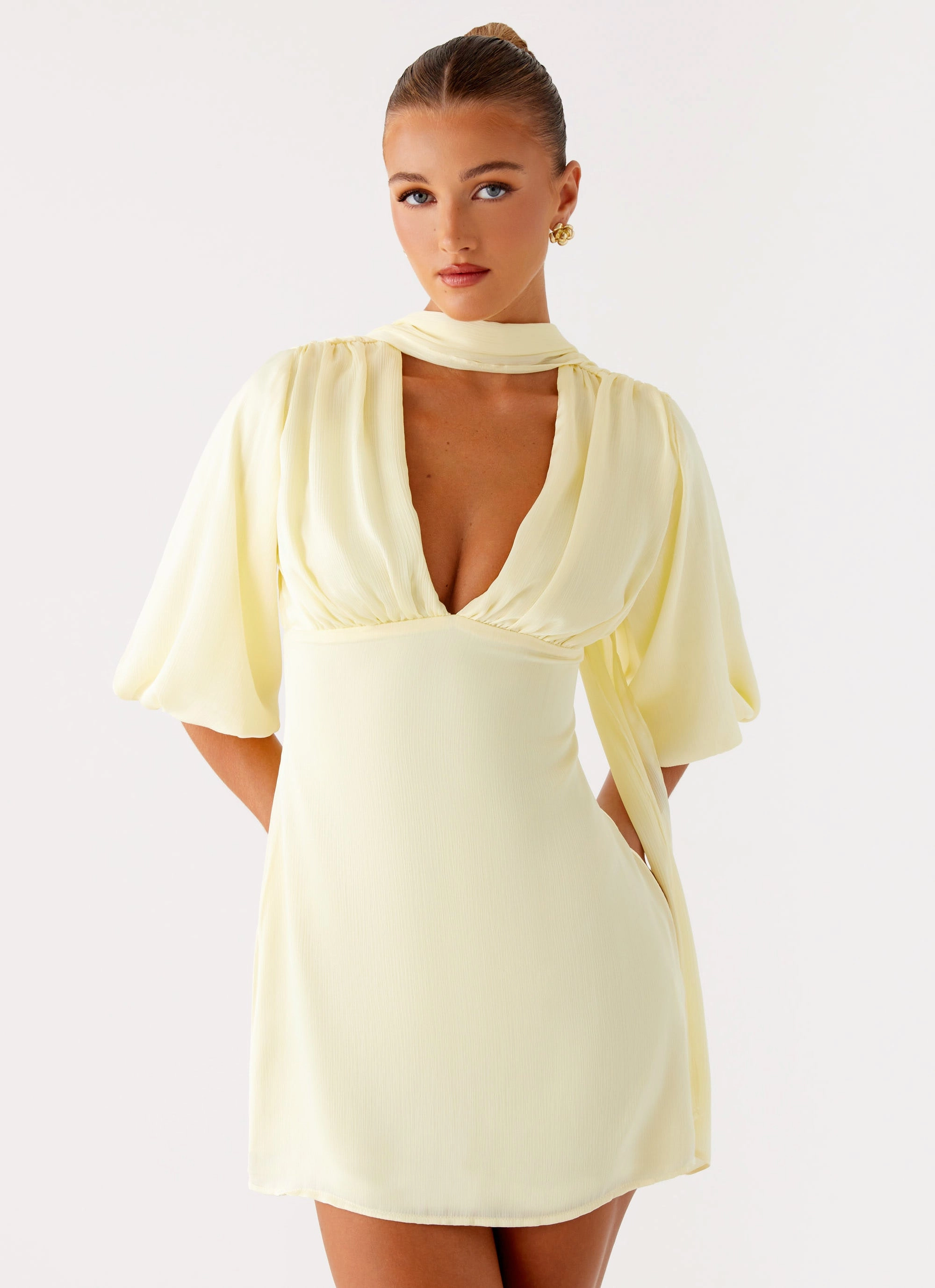 Mary Mini Dress - Yellow Easy Texture