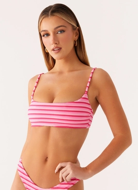 Compression Engineered Mauritius Bikini Top - Pink Stripe
