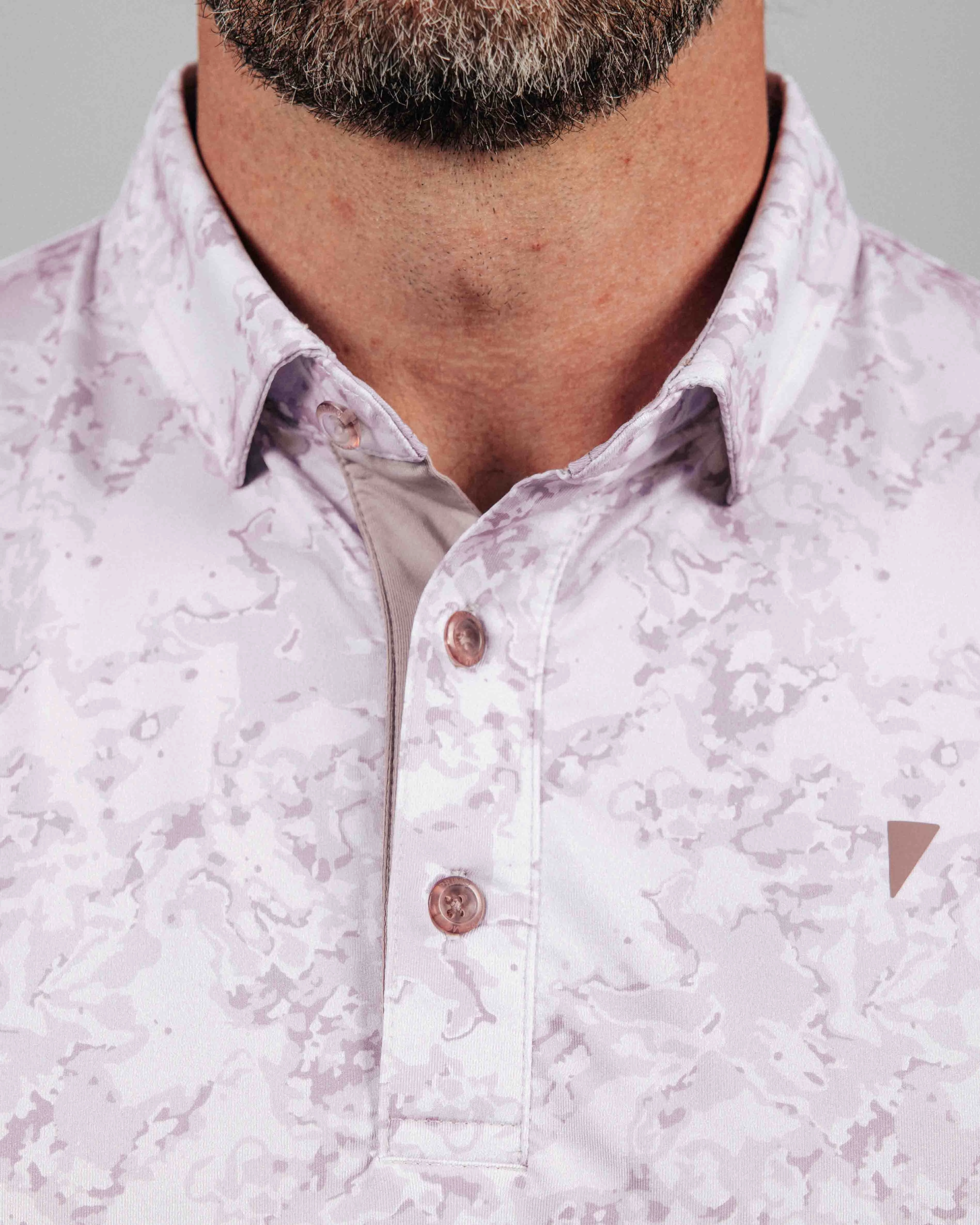 Mauve Marble Classic Polo Breathable Design Ribbed Trim