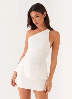 Slim Fit Design OdorResistant Coating Maysa Denim Top - Ivory