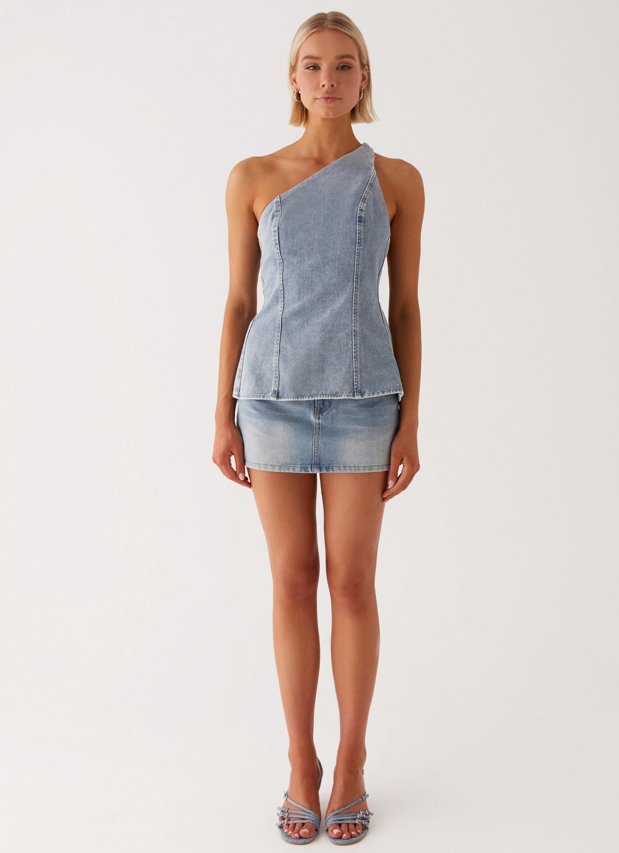 Maysa Low Rise Mini Skirt - Blue AbrasionGuardTape Basic Look