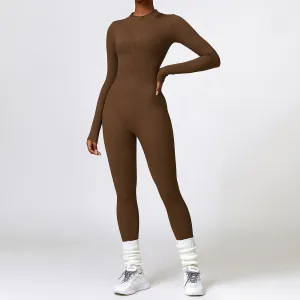 MB FASHION RIBBED PREMIUM LONG SLEEVE YOGA JUMPSUIT 6953LY