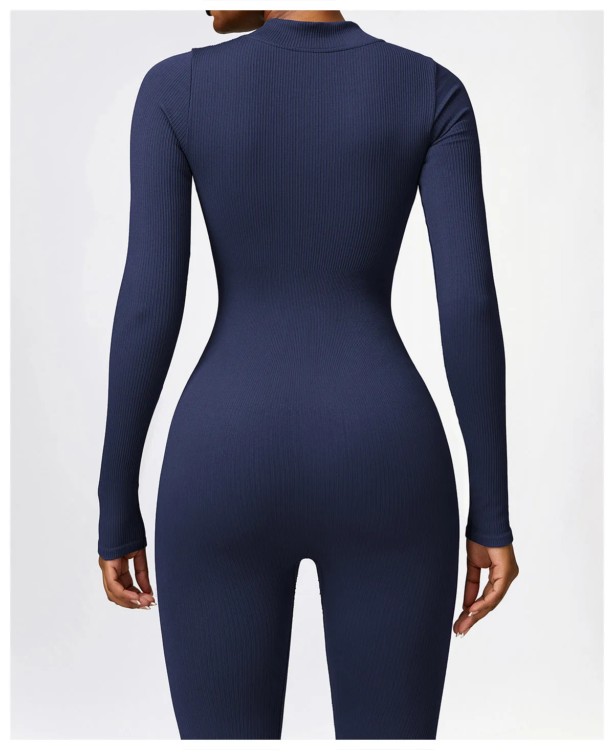 MB FASHION RIBBED PREMIUM LONG SLEEVE YOGA JUMPSUIT 6953LY