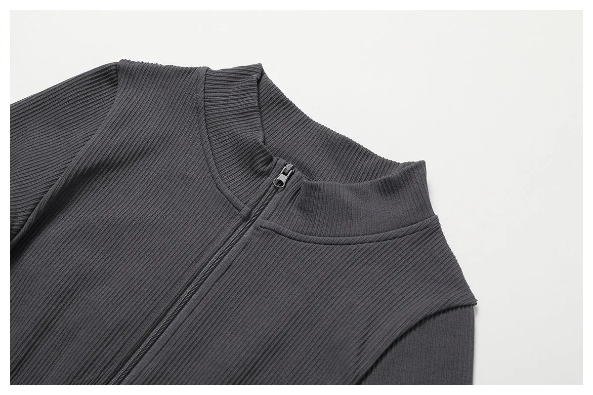 MB FASHION RIBBED PREMIUM LONG SLEEVE YOGA JUMPSUIT 6953LY