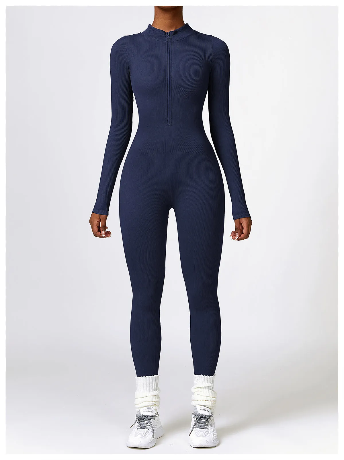 MB FASHION RIBBED PREMIUM LONG SLEEVE YOGA JUMPSUIT 6953LY