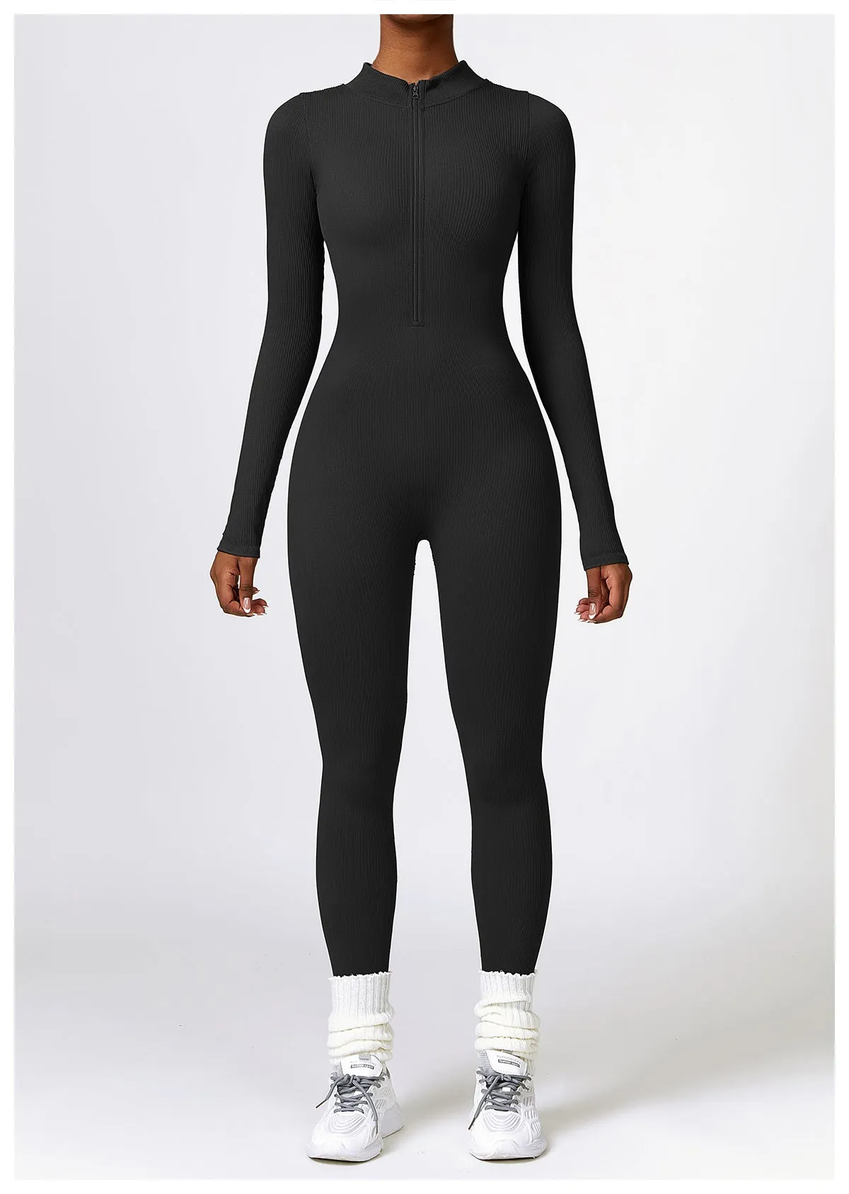 MB FASHION RIBBED PREMIUM LONG SLEEVE YOGA JUMPSUIT 6953LY