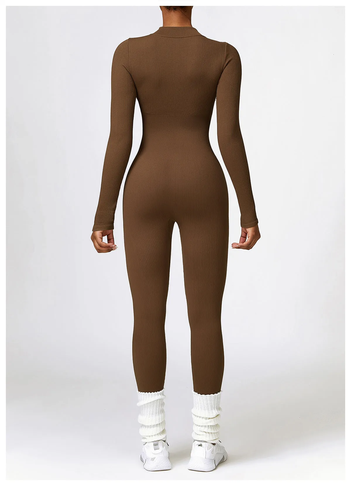 MB FASHION RIBBED PREMIUM LONG SLEEVE YOGA JUMPSUIT 6953LY
