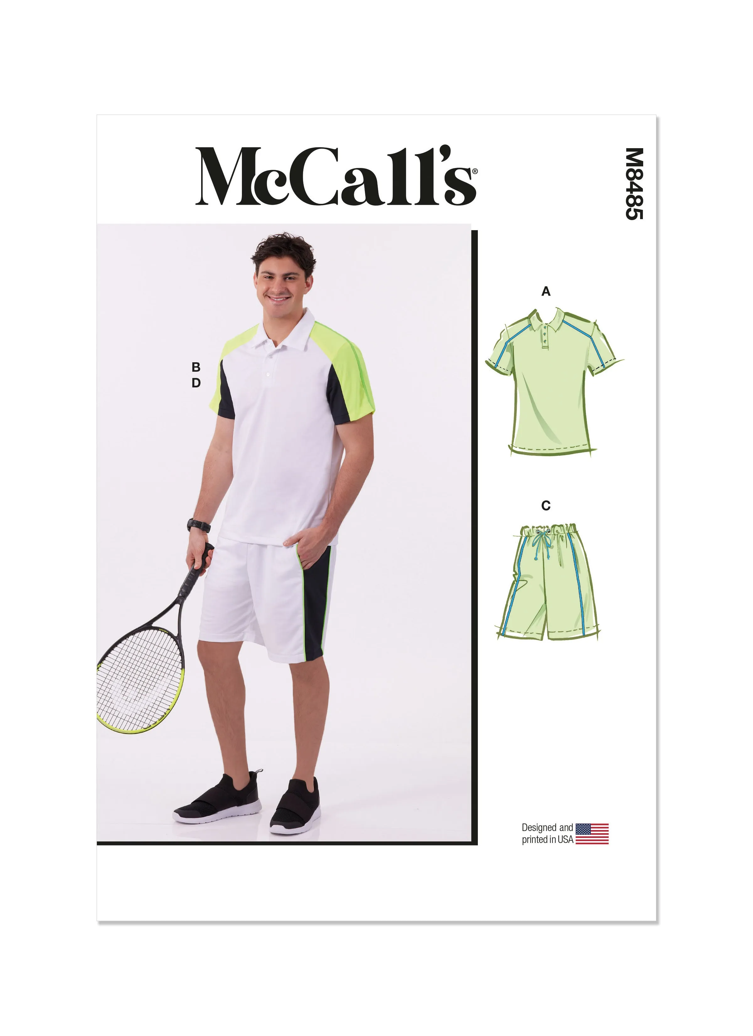 McCall's Sewing Pattern 8485 Men's Knit Tops and Shorts