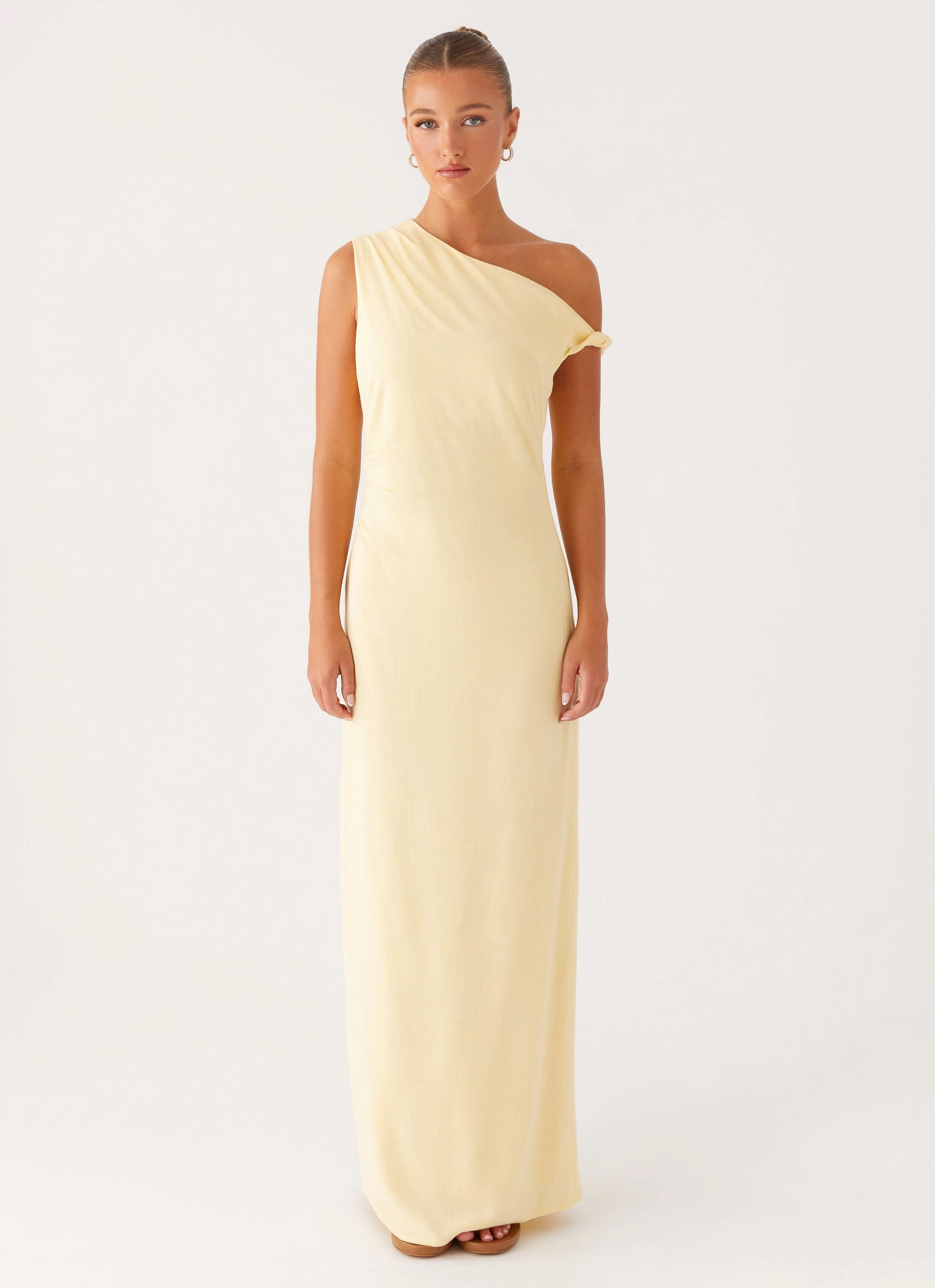 Mckenna Maxi Dress - Yellow Slit Detail Light material