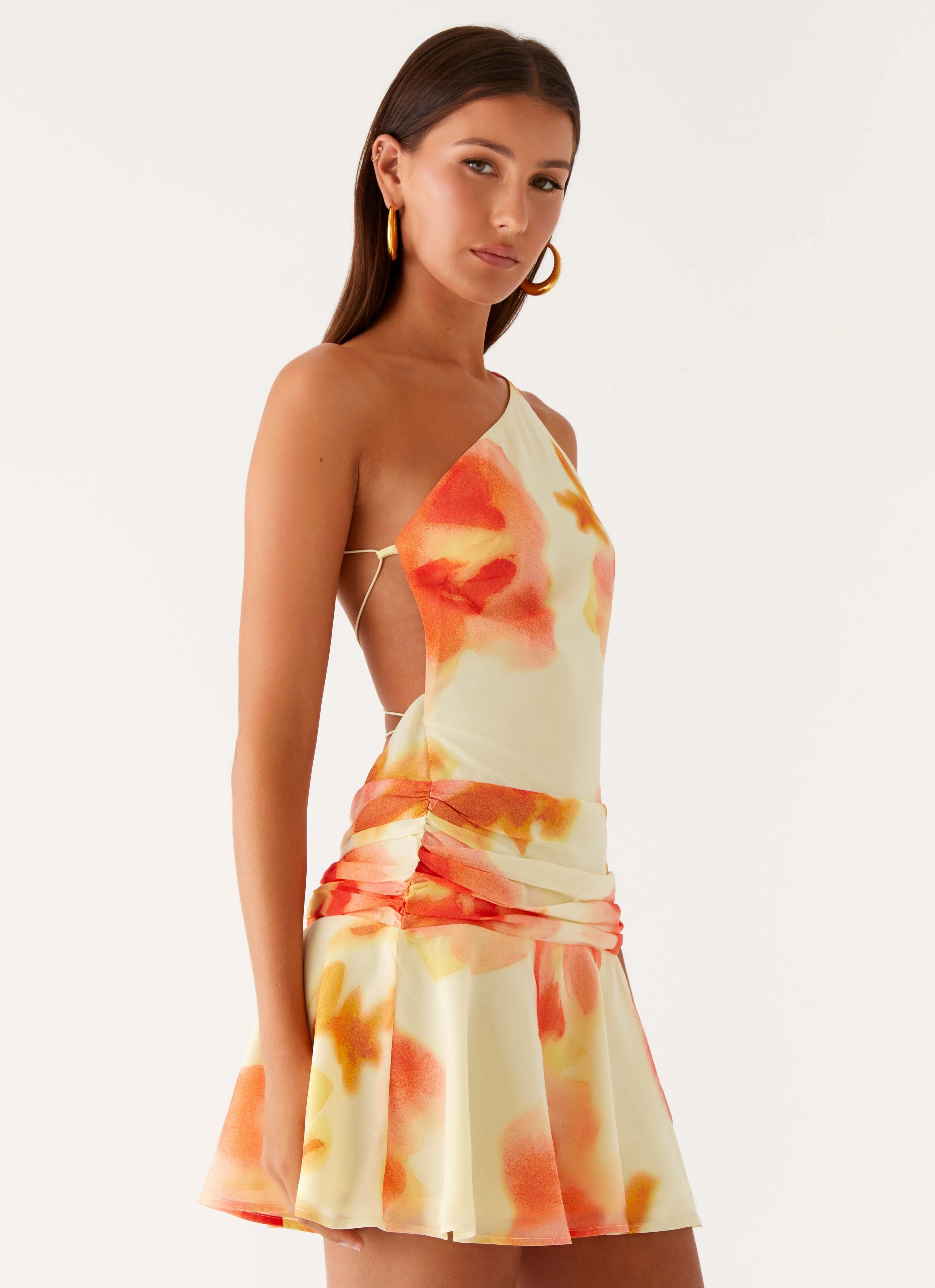 Meah Backless Mini Dress - Mimosa Blossom Day Fit