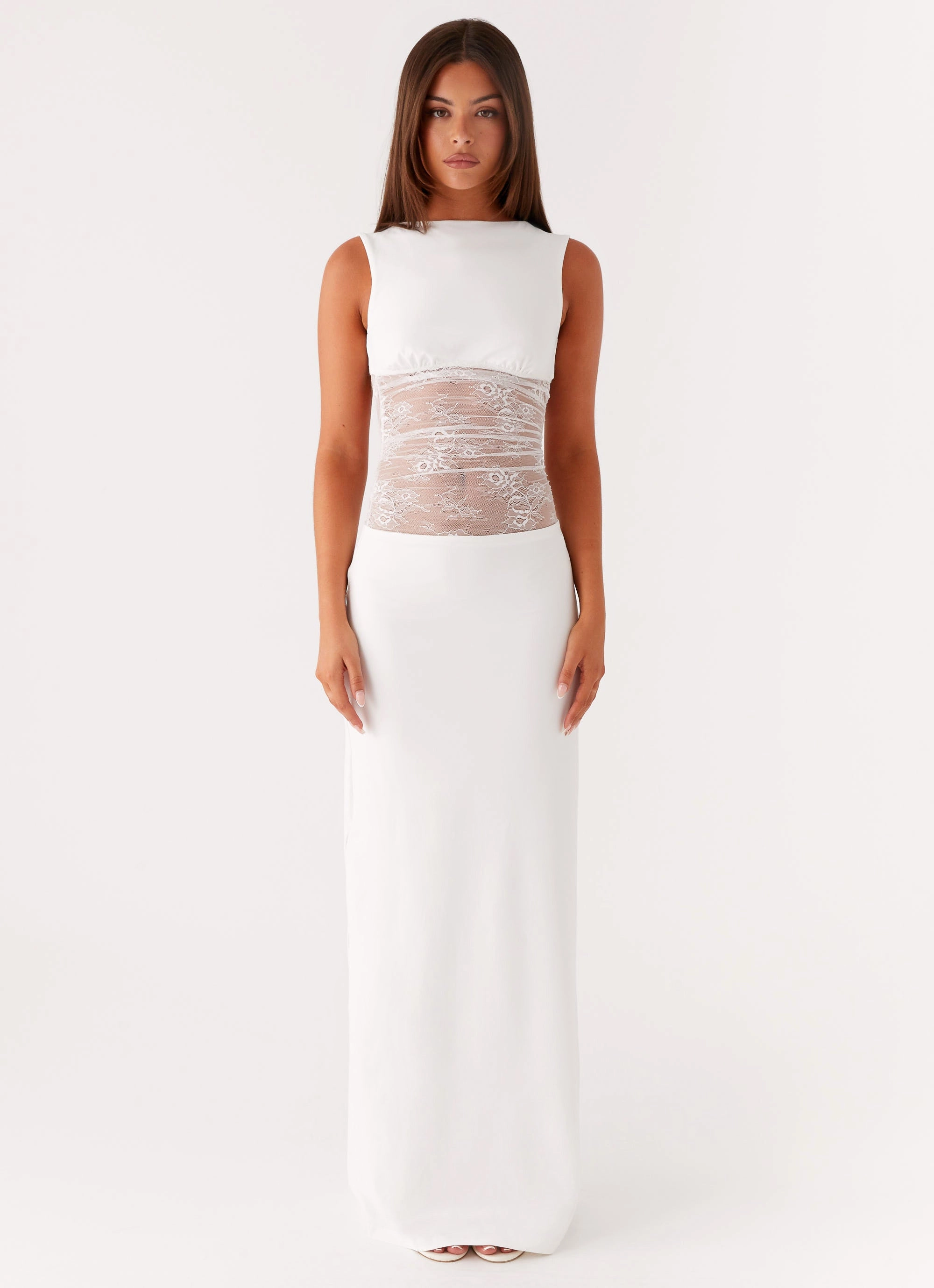 Medina Lace Maxi Dress - White Relax Style Soft Touch