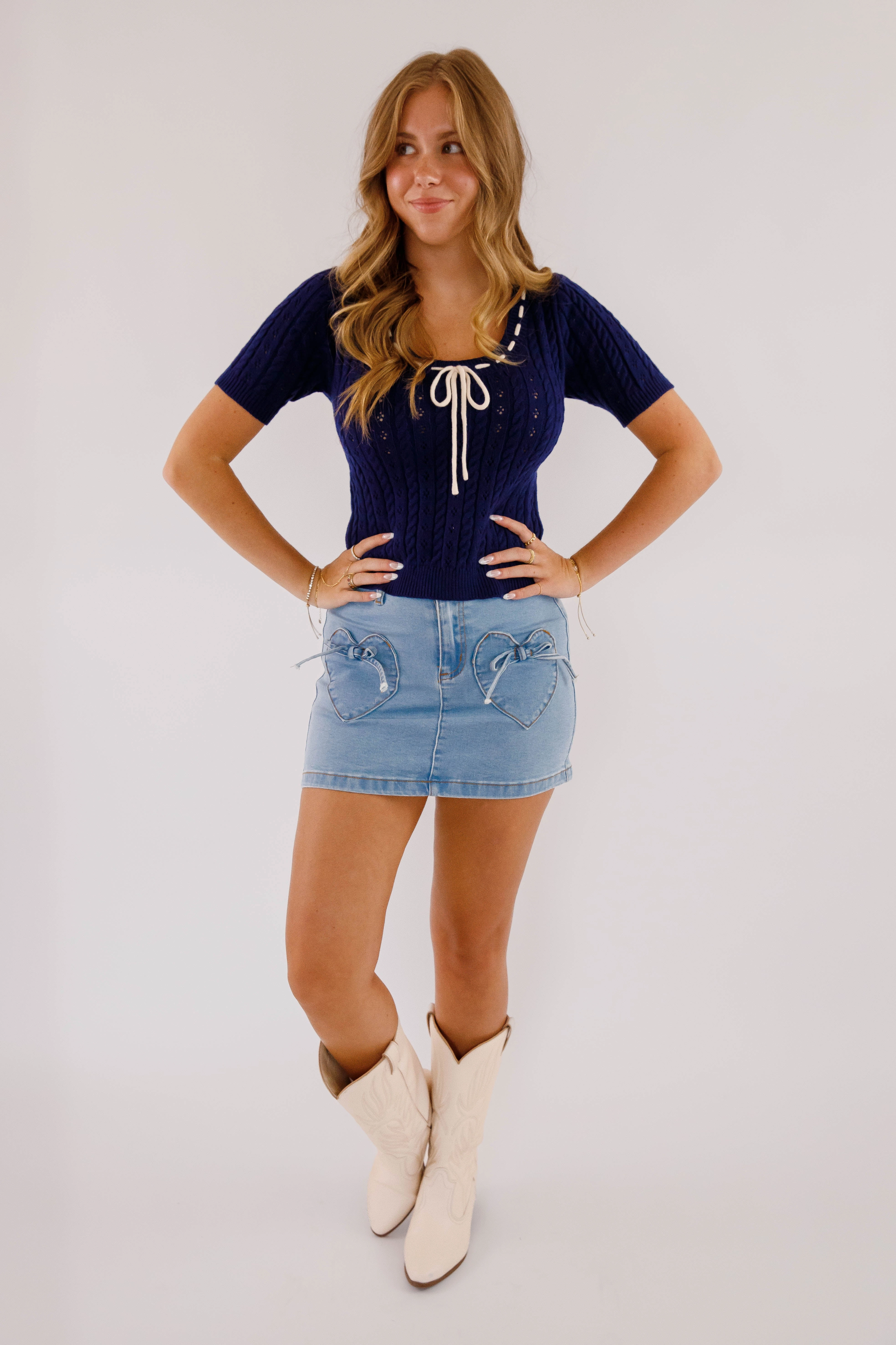 Meet Me Again Denim Mini Skirt Belt loops