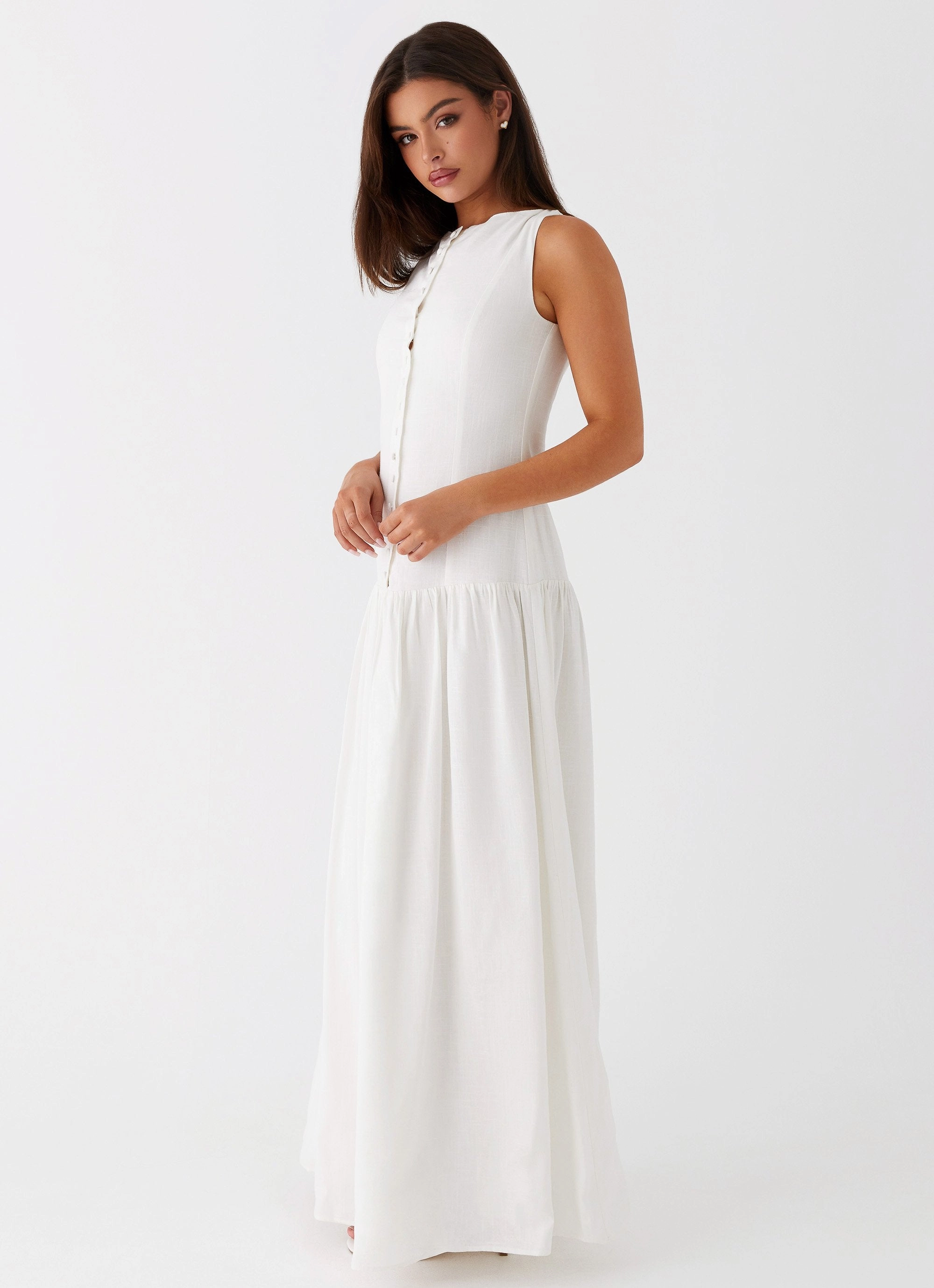 Meggie Linen Maxi Dress - White Tall Fit