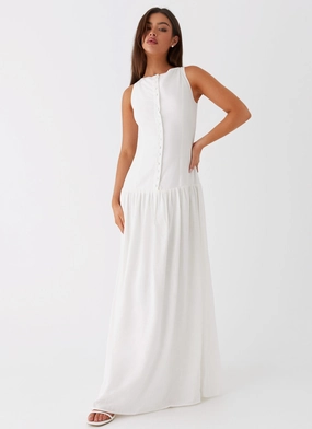 Artistic Flair Meggie Linen Maxi Dress - White