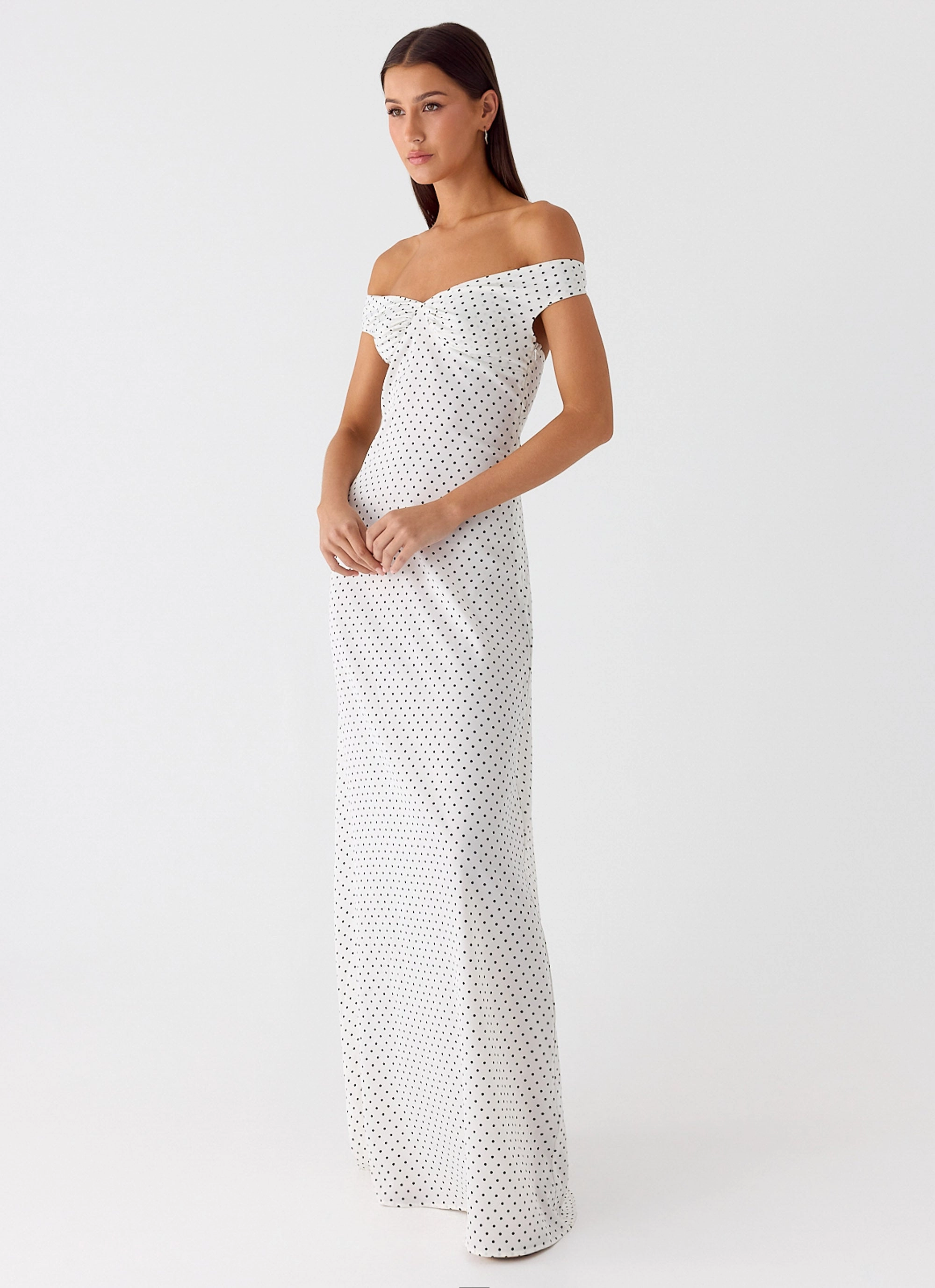 Melany Maxi Dress - White Polkadot Versatile Edge
