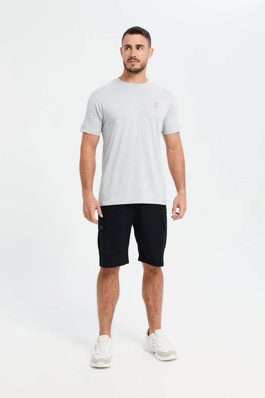 Men Black Elasticated Waistband Active Shorts