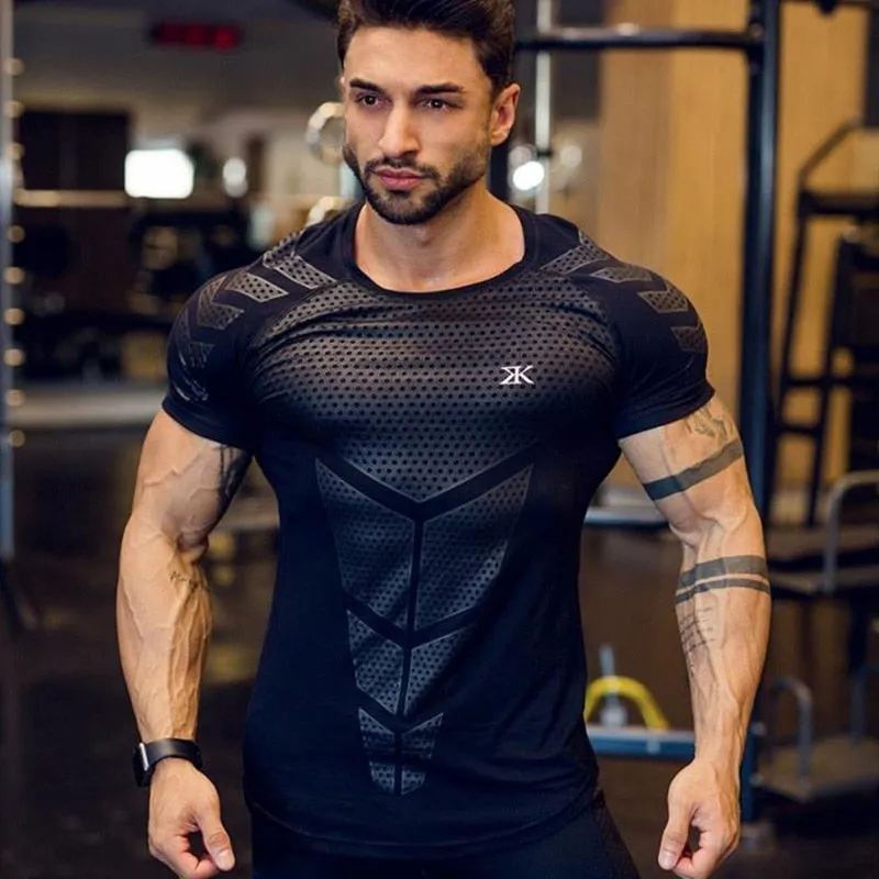 Men Quick dry T-shirt Running Sport Skinny Short Tee