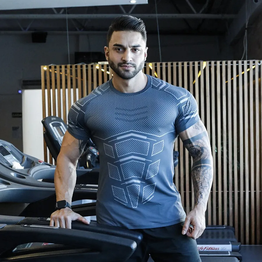 Men Quick dry T-shirt Running Sport Skinny Short Tee