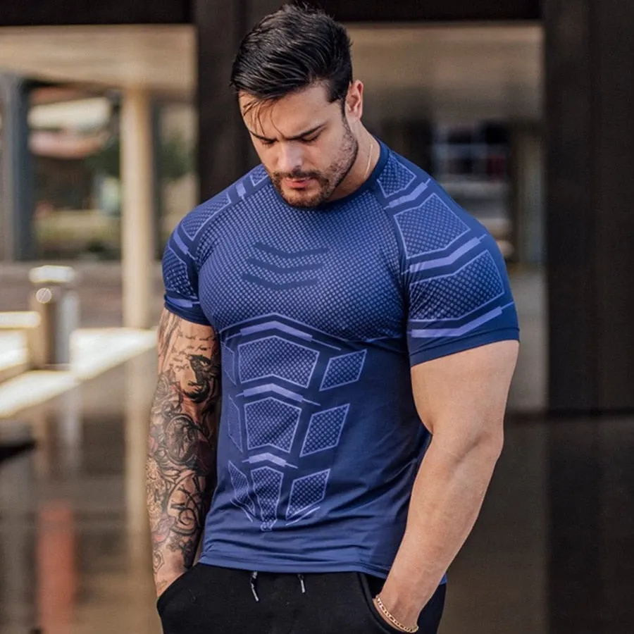 Men Quick dry T-shirt Running Sport Skinny Short Tee