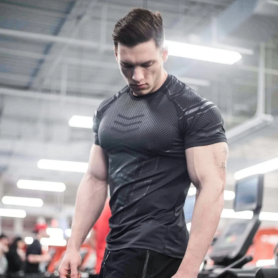 Men Quick dry T-shirt Running Sport Skinny Short Tee