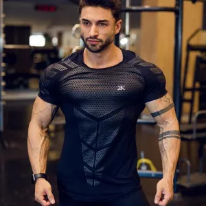 Men Quick dry T-shirt Running Sport Skinny Short Tee