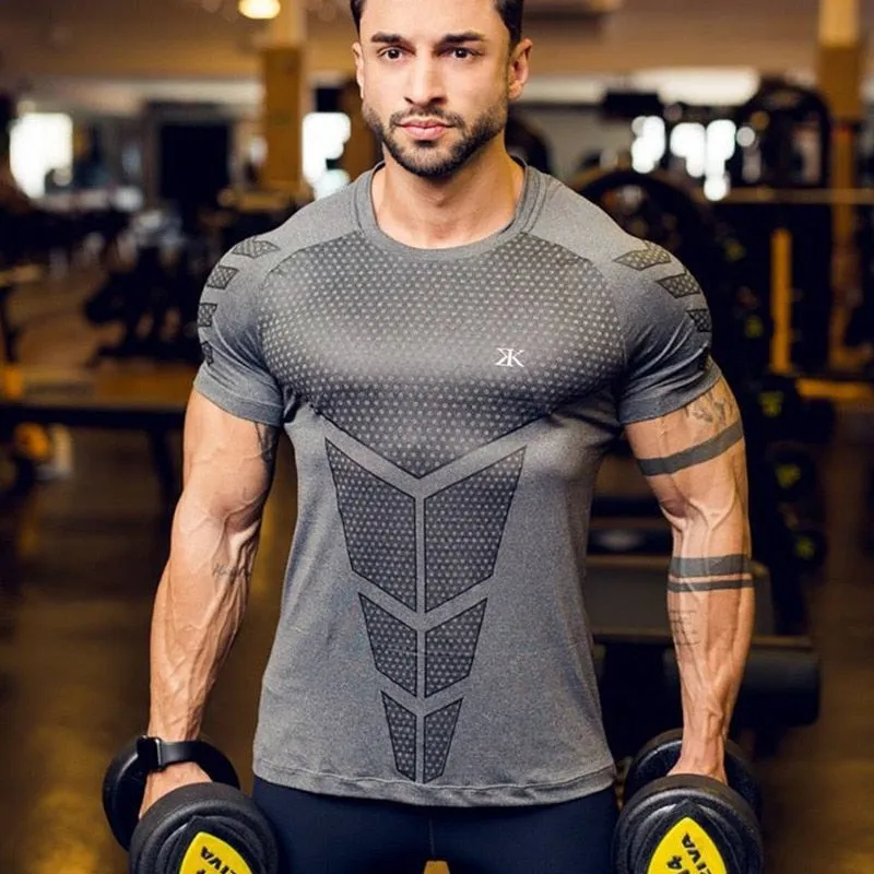 Men Quick dry T-shirt Running Sport Skinny Short Tee