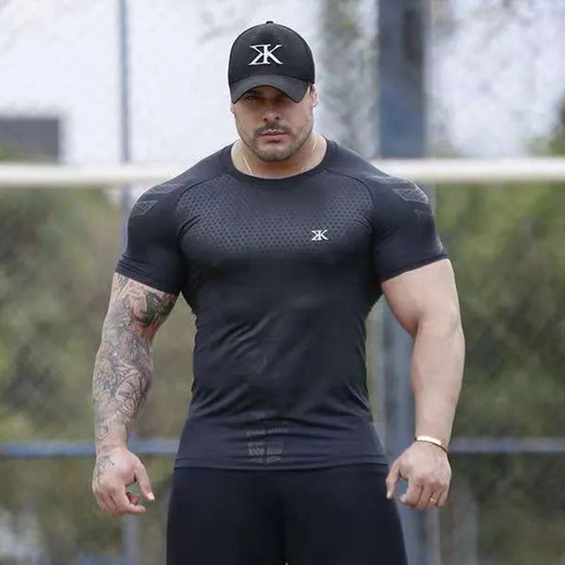 Men Quick dry T-shirt Running Sport Skinny Short Tee