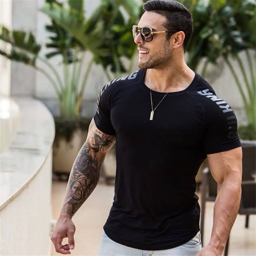 Men Quick dry T-shirt Running Sport Skinny Short Tee