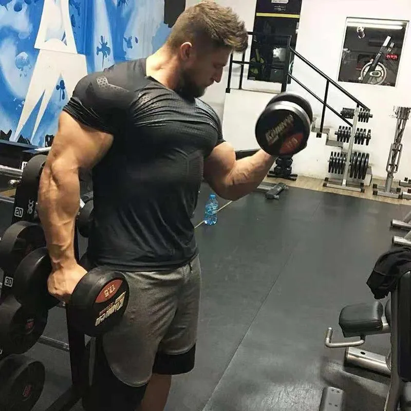 Men Quick dry T-shirt Running Sport Skinny Short Tee