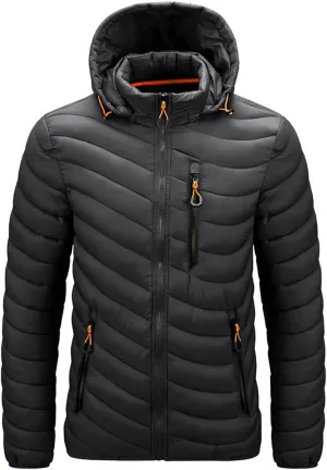 Men Winter Lightweight Coats Casual Large Size Track Hooded Jacket