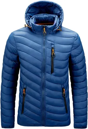 Men Winter Lightweight Coats Casual Large Size Track Hooded Jacket