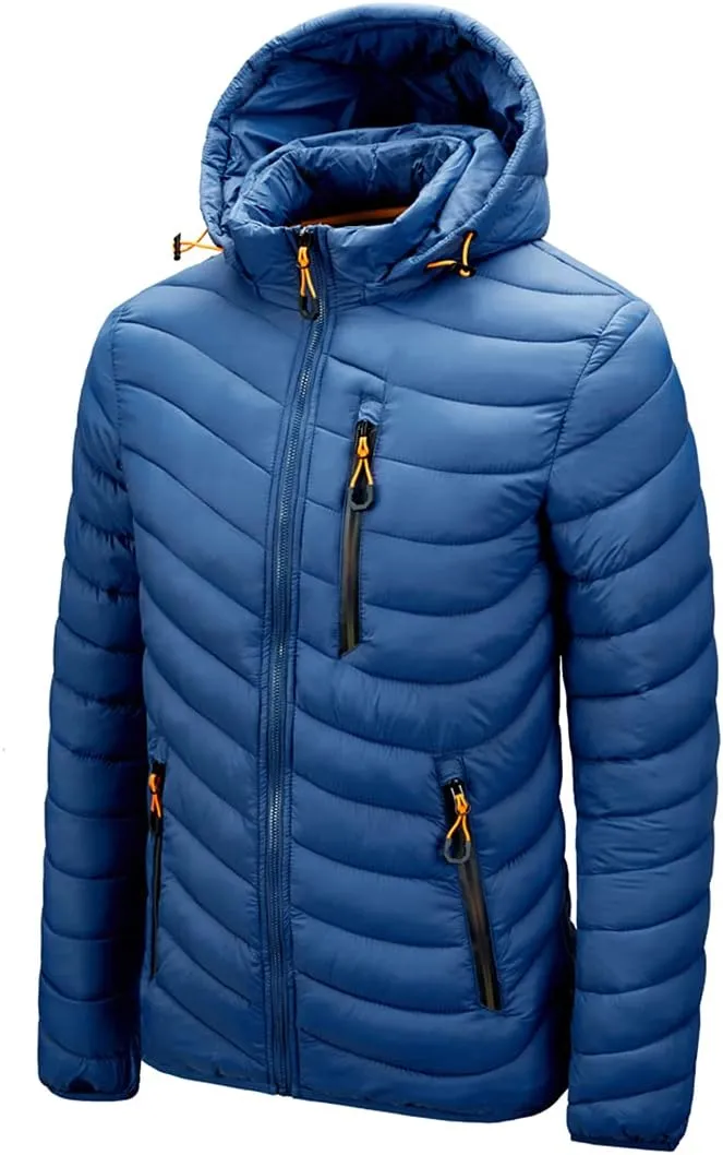 Men Winter Lightweight Coats Casual Large Size Track Hooded Jacket