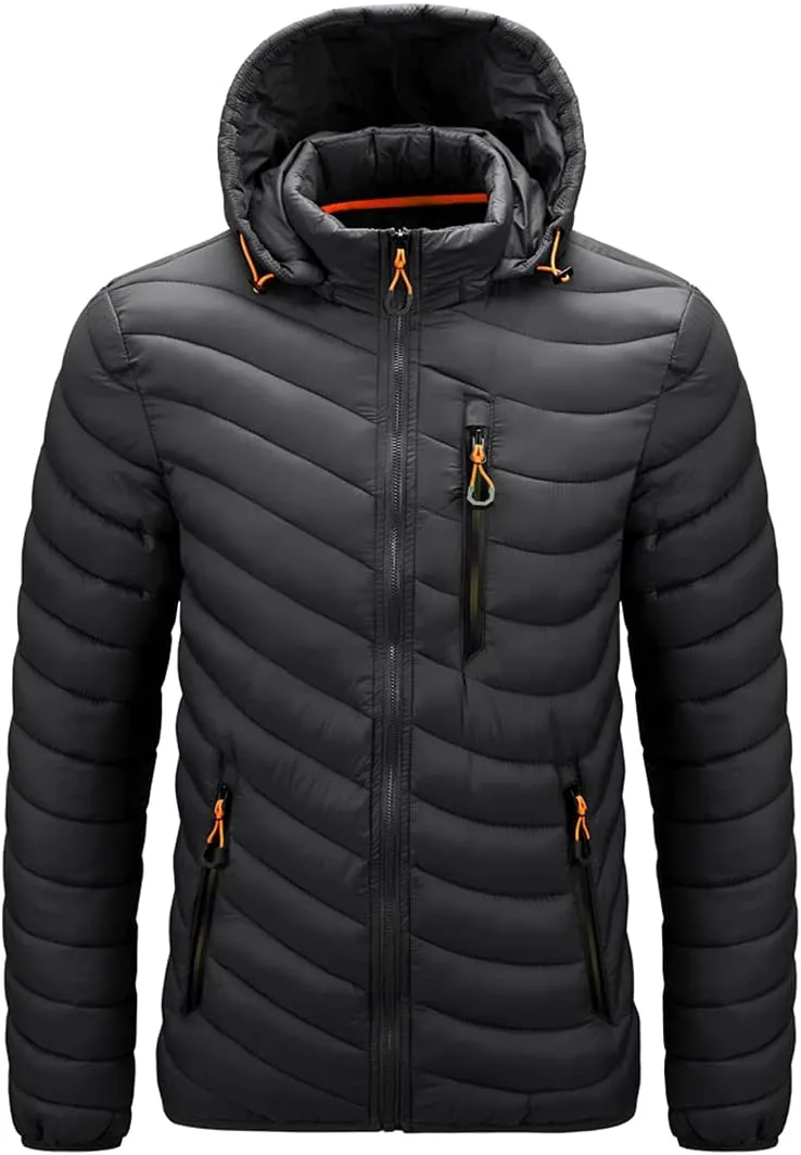 Men Winter Lightweight Coats Casual Large Size Track Hooded Jacket