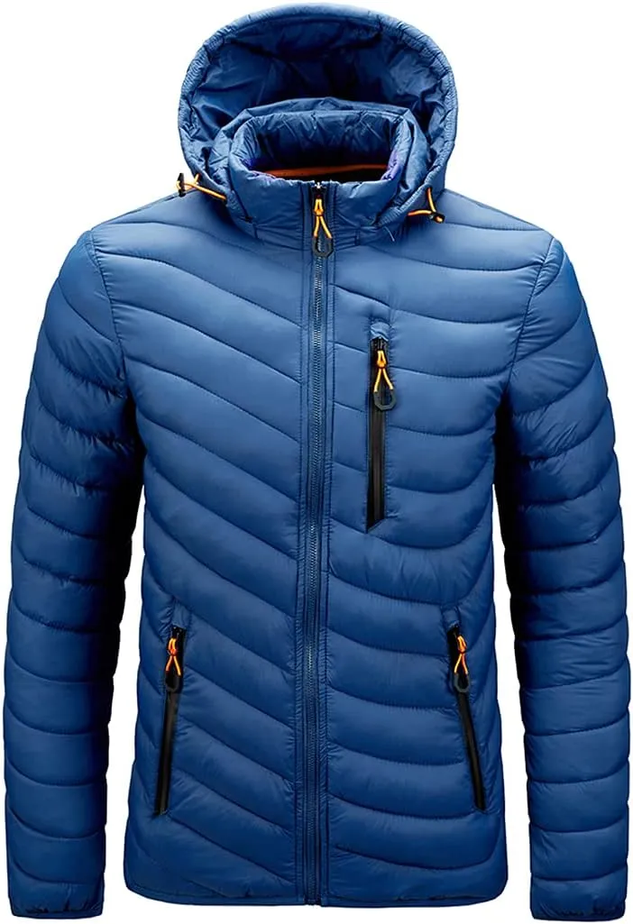 Men Winter Lightweight Coats Casual Large Size Track Hooded Jacket