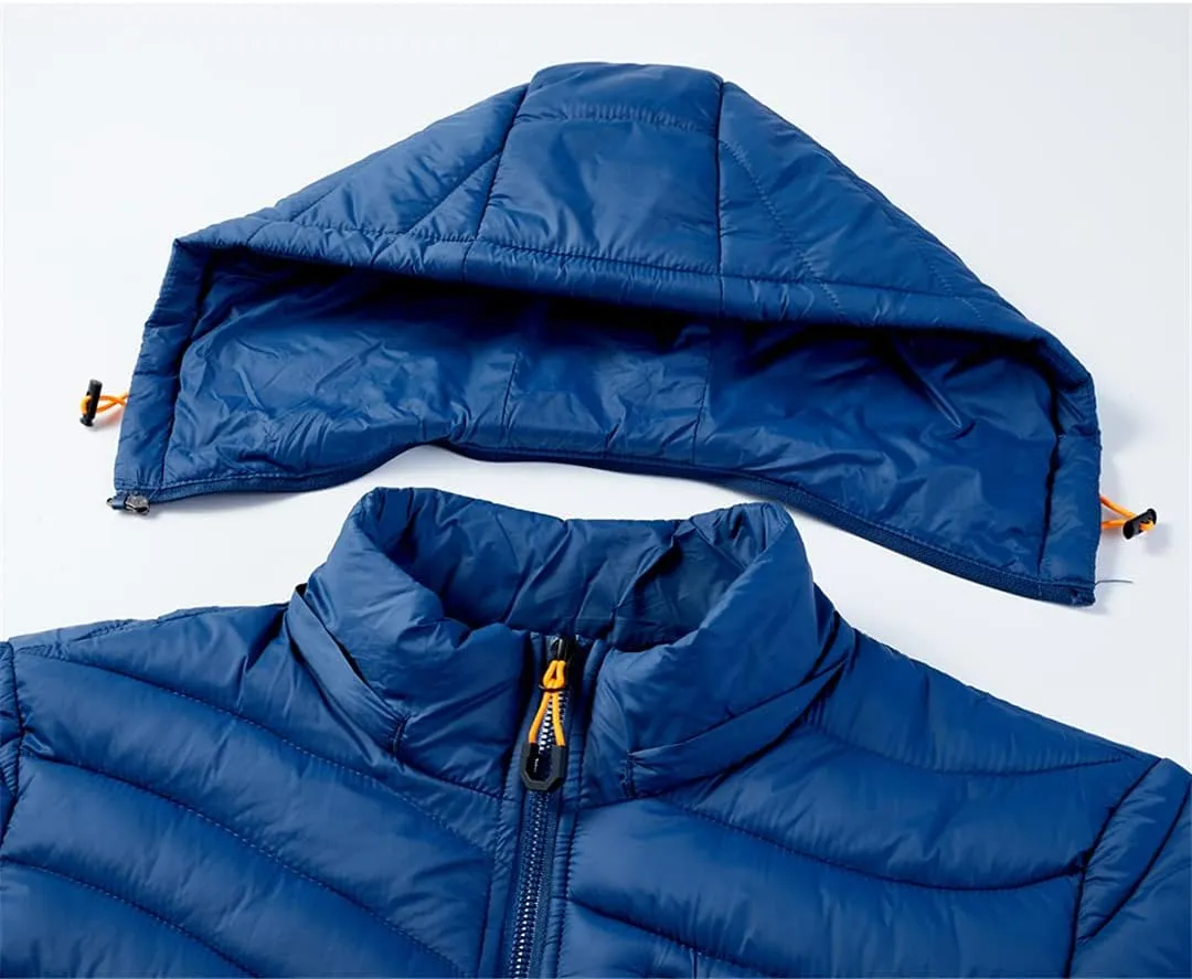 Men Winter Lightweight Coats Casual Large Size Track Hooded Jacket