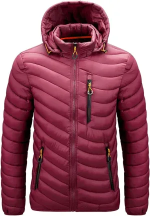Men Winter Lightweight Coats Casual Large Size Track Hooded Jacket